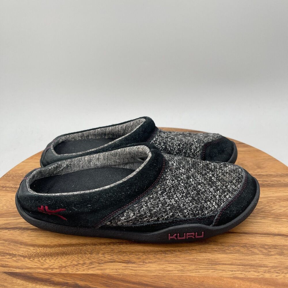 KURU Draft Mules Womens Size 9.5 M Gray Black Mesh Knit Slip On Clogs Walking